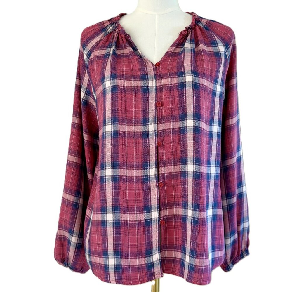 Como Vintage | Pink Blue & White Plaid Shirt Sz M